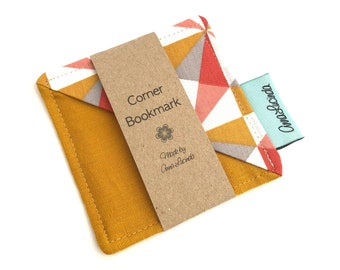 Corner bookmark, Page marker, Fabric bookmark, Book lover gift