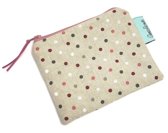 Polka dot coin purse, Money purse, Small zipper pouch