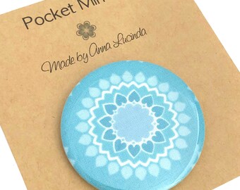 Pocket mirror, Cosmetic mirror, small mirror, Floral print fabric, Teacher gift