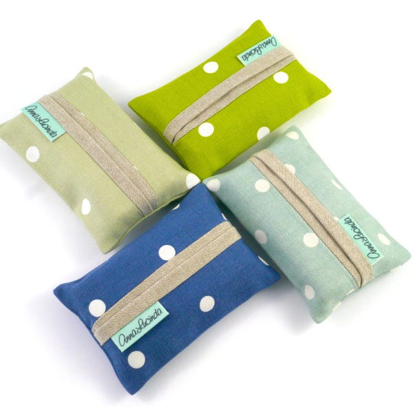 Pocket Tissue Holder, Reusable Pocket Tissue Cover, Polka dots