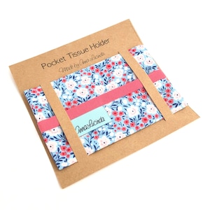 Pocket tissue pouch, small tissue case, Floral, Reusable