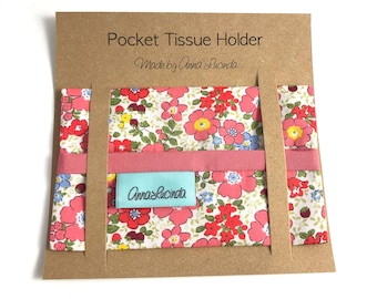 Floral Pocket Tissue Holder, Travel tissue pouch, Fabric tissue cover, Stocking filler