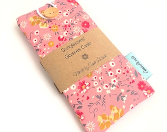 Soft sunglasses case, Fabric eyeglasses pouch, Floral design