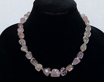 Lavender Amethyst and Silver Plated Hematite Necklace