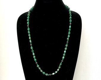 Emeralds, Hematite, and 24K White & Yellow Gold Necklace
