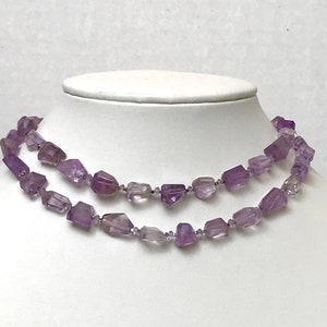 Faceted Lavender Amethyst and Silvered Hematite Necklace