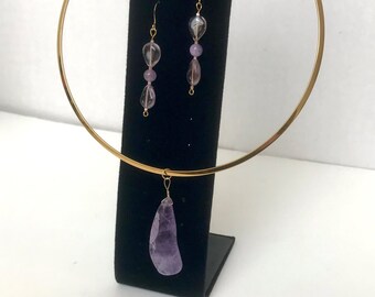 Lavender Amethyst Choker and Earrings