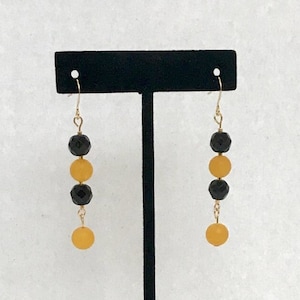 Black Jet and Gold Jade Pittsburgh Steeler Earrings!