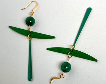 Kelly Green Emaille und Malachit Ohrringe