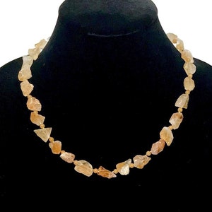Citrine Rock Crystal, Yellow Jade, and Gold Necklace