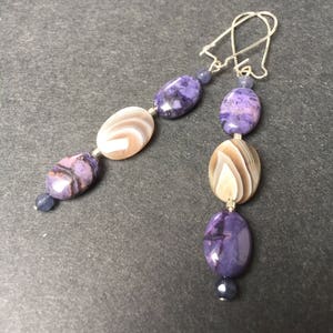 Crazy Lace, Botswana Agate and Blue Sapphire Earrings