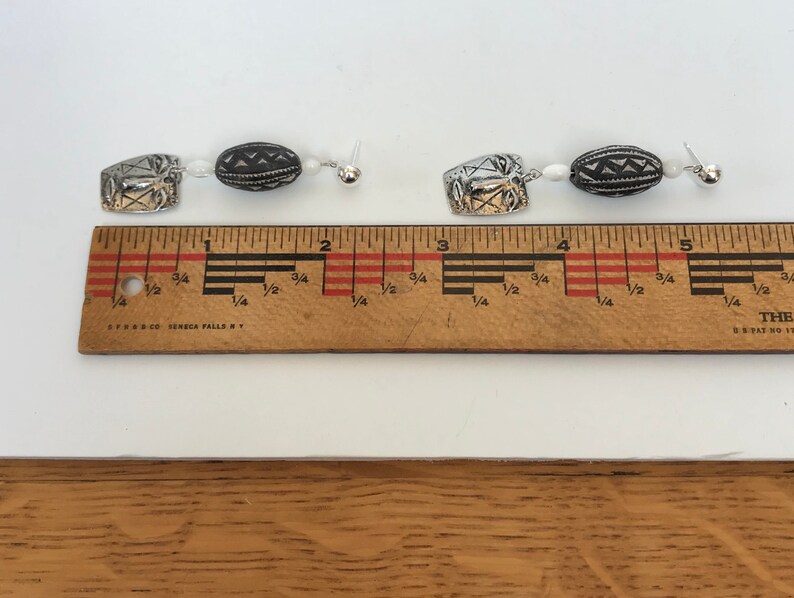 Mother of Pearl and Inviciti Pewter Earrings African Clay Bead
