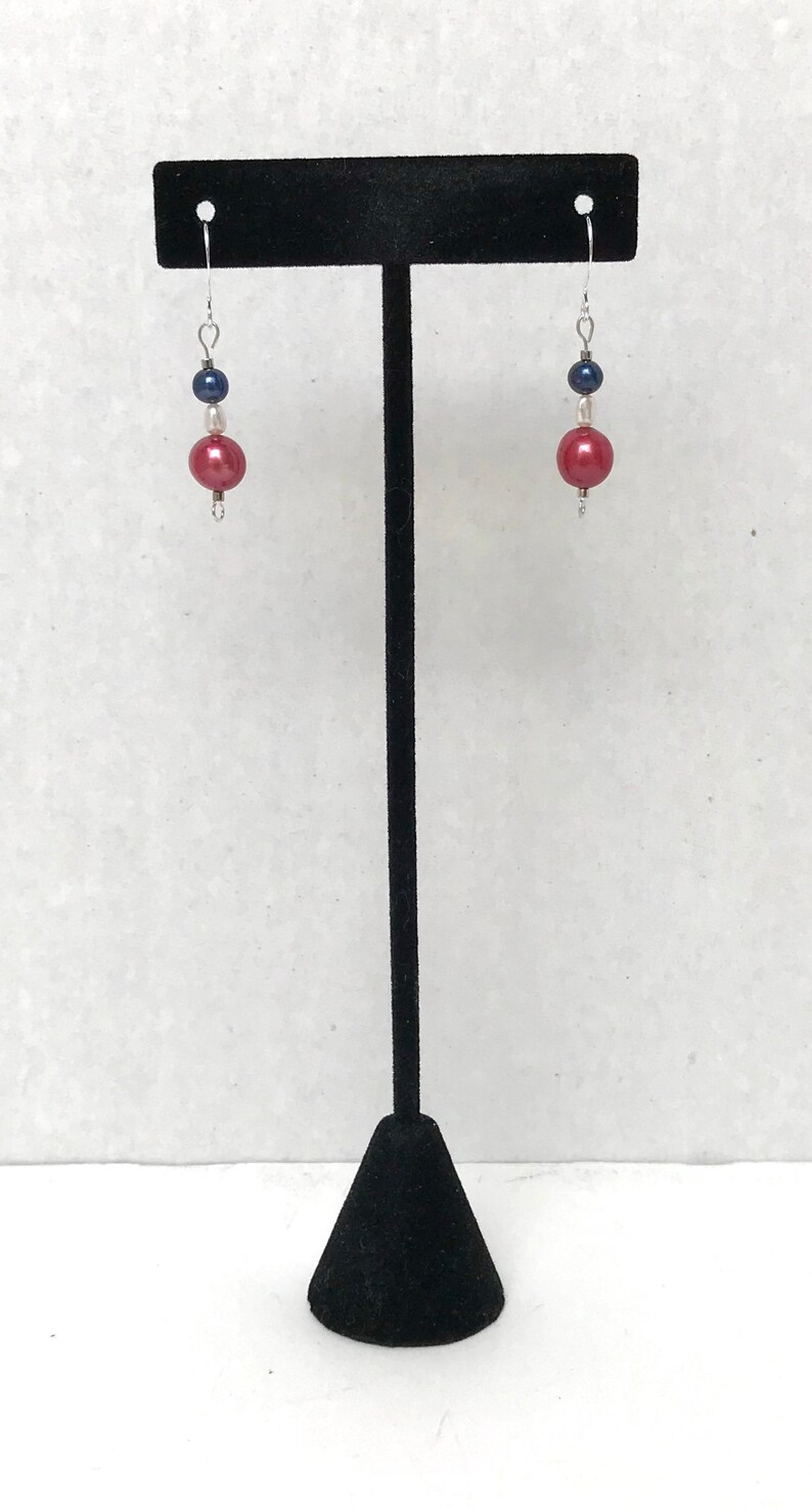 4th of July Pearl White Gold and Silver Earrings!