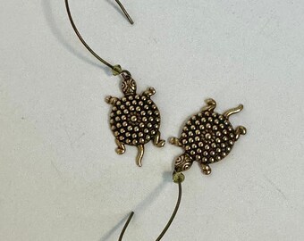 Turtle Charm and Crystal Earrings
