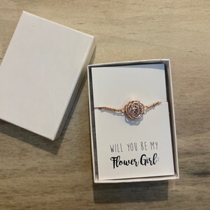 Elegant Rose Gold Flower Bracelet| I couldn&#39;t TIE the KNOT | Thank You | Bridal Jewelry | Bridesmaid Proposal | Bridesmaid Gift | Rose Gold