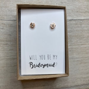 Rose Gold and CZ Infinity Earrings | Bridesmaid Gift | I couldnt TIE the KNOT | Bridal Jewelry | Bridesmaid Proposal | Knot Earrings