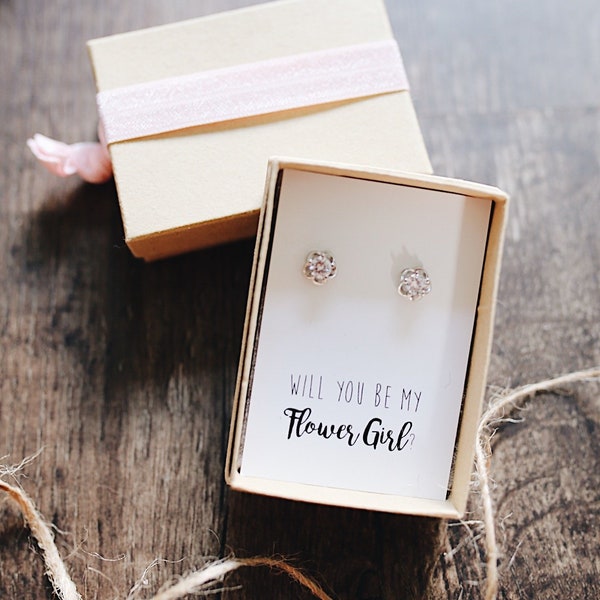 Boucles d'oreilles en cristal de fille d'or : cadeau de proposition de demoiselle d'honneur