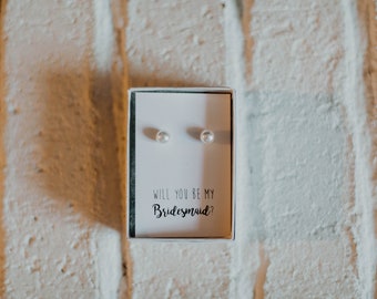 Oorbellen parel bruidsmeisje: bruidssieraden cadeau
