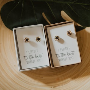 Gold and Black CZ Knot Earrings | I couldnt TIE the KNOT | Thank You | Bridal Jewelry | Bridesmaid Proposal | Bridesmaid Gift | Knot Earring