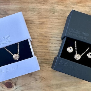 Gold Knot Necklace and Earring Set: CZ Bridesmaid Proposal Gift