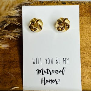 Round Gold Knot Earrings | I couldnt TIE the KNOT | Thank You | Bridal Jewelry | Bridesmaid Proposal | Bridesmaid Gift | Knot Earrings