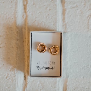 Round Circle Knot Stud Earrings | I couldnt TIE the KNOT | Thank You | Bridal Jewelry | Bridesmaid Proposal | Bridesmaid Gift | Flower Girl