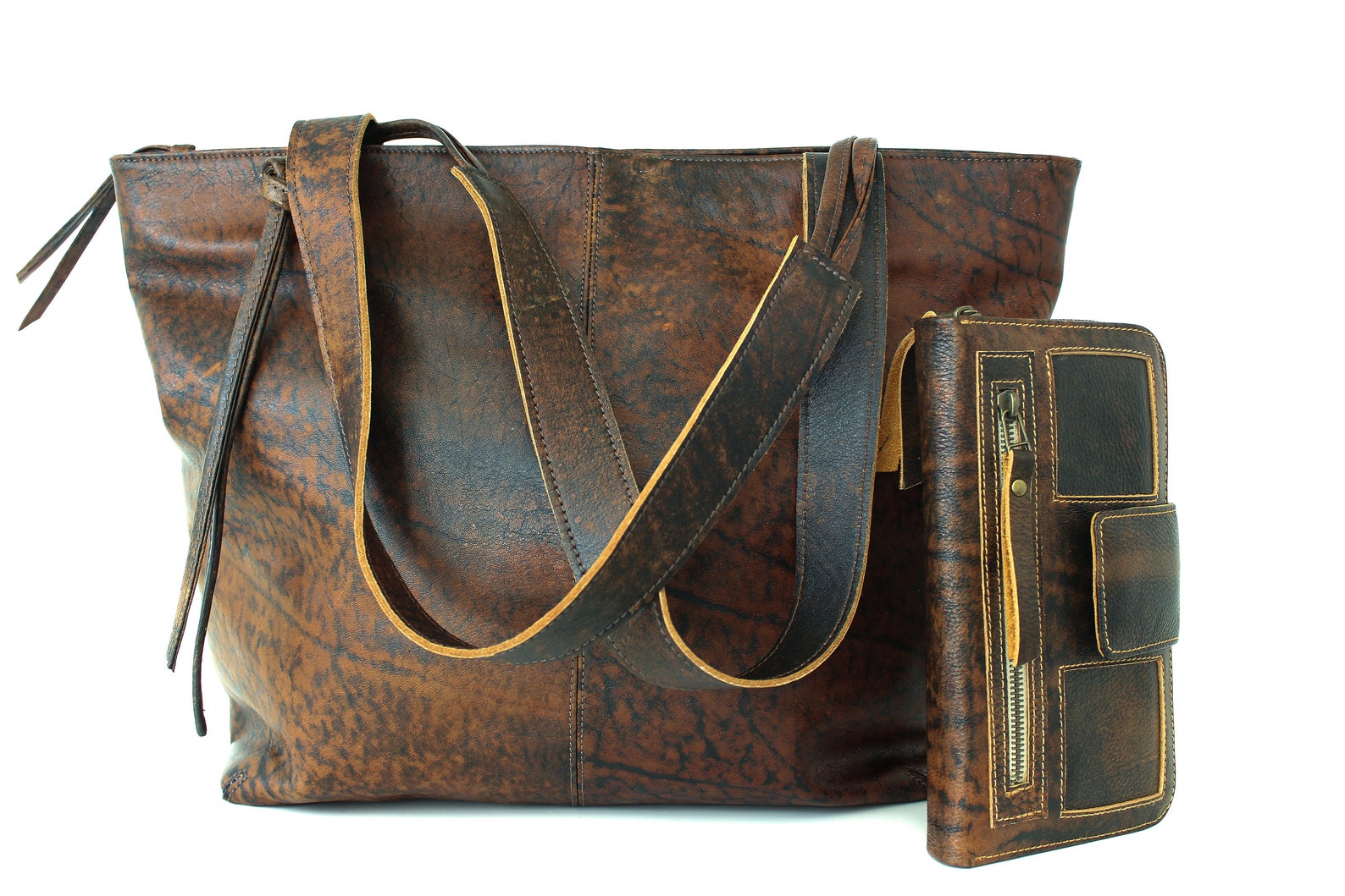 Autumn Large Leather Tote Brown Leather Tote Shoulder Bag Etsy