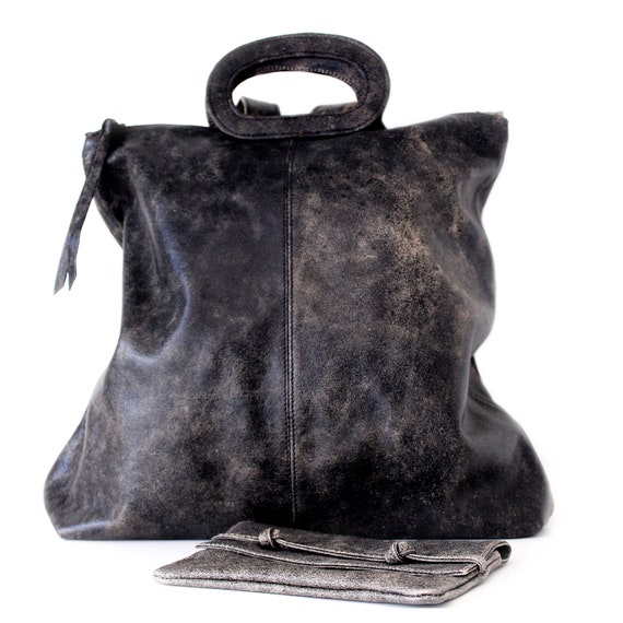 distressed leather backpack
