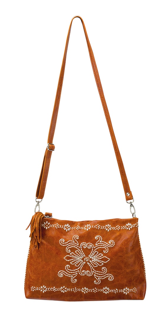 embroidered leather bag