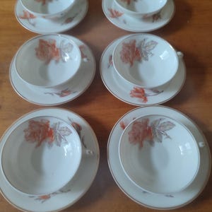 André Giraud & Cie six tea cups and saucers in Limoges porcelain French porcelain