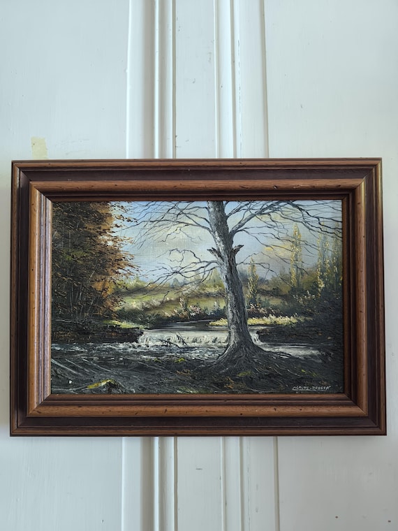 Claude ROGEON (20th century) oil on canvas "The dead tree" wooden ogee frame