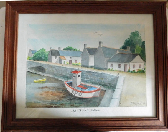 P. KNEPPERT (XXth) "Le Bono Morbihan" watercolor dated 1986 framed French school