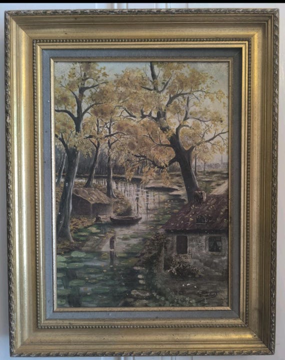 Lake landscape oil on canvas signed L GAILLARD framed French school
