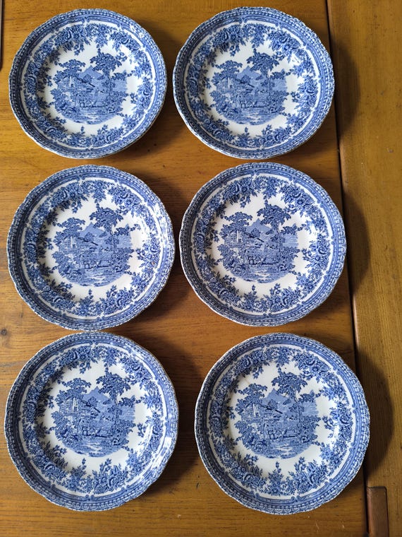 Lunéville six dessert plates English model country decor circa 1950/1970 French tableware