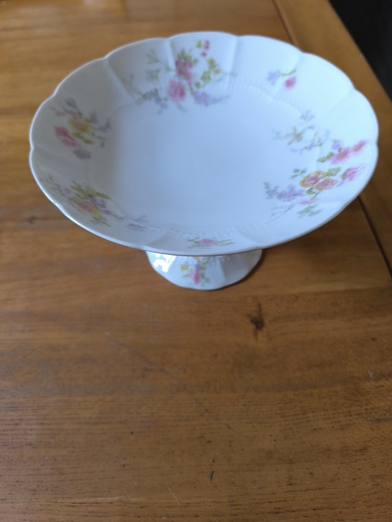 Charles Ahrenfeldt Limoges porcelain compotier floral decoration 1900/1915 French porcelain