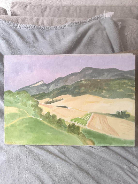 Oil on canvas signed Mireille BESSON (1932-2023) "Le Pègue" village in the Drôme region French school