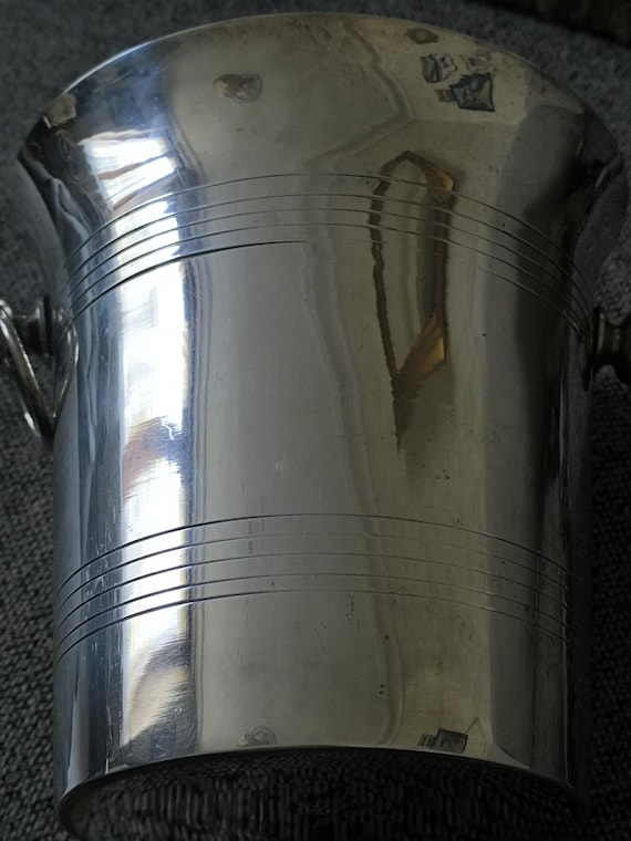 Silver-plated champagne bucket with 1950s net decoration