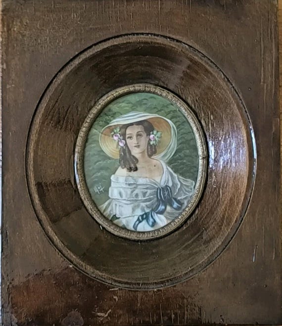 Rare Miniature portrait "Eugénie de Montijo" after Winterhalter signed Max Wife of Napoleon III Empress of the French