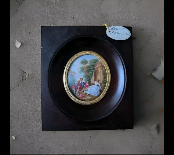 Painted miniature "Innocence after Nicolas Lancret" in the style of the 18th century