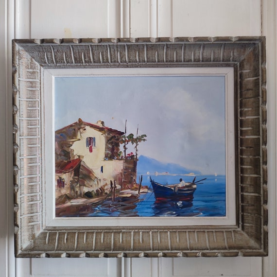 B. MICHEL oil on marine canvas "Seaside landscape" frame Montparnasse French school