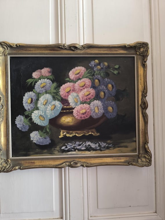 Anonymous oil on canvas "Still life with bouquet of flowers" well framed French school
