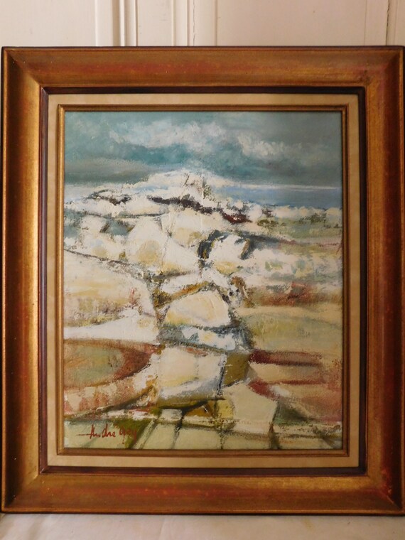 André GEY (XX- XXIst) oil on canvas "Landscape" contemporary figurative composition French school