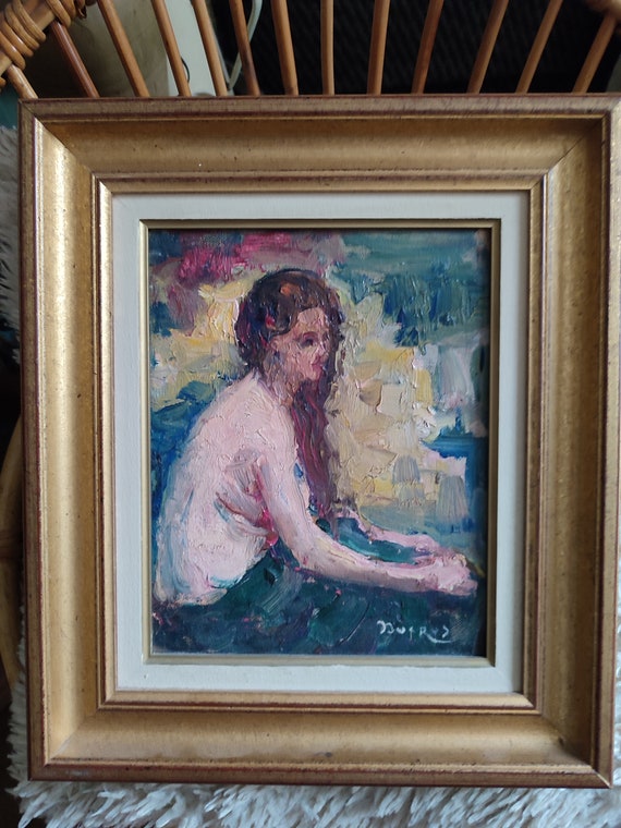 Édouard DUCROS (1856-1936) oil on canvas mounted on cardboard "Portrait of a young undressed woman"