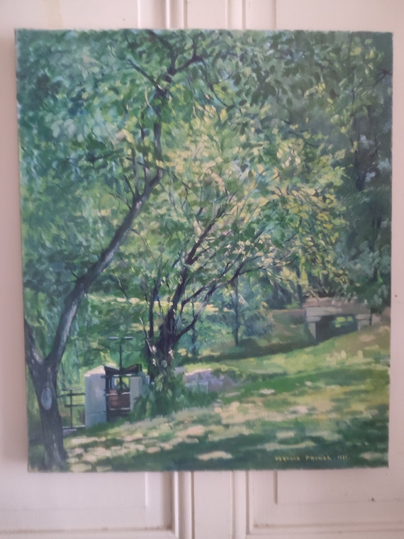 Fernand PROUST (20th century) oil on canvas "Parc Jouvet in Valence" July 1981 French realist school