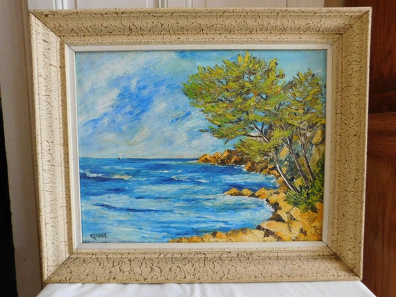 R. CLUET (XXth) oil on canvas "Mediterranean landscape" framed French school