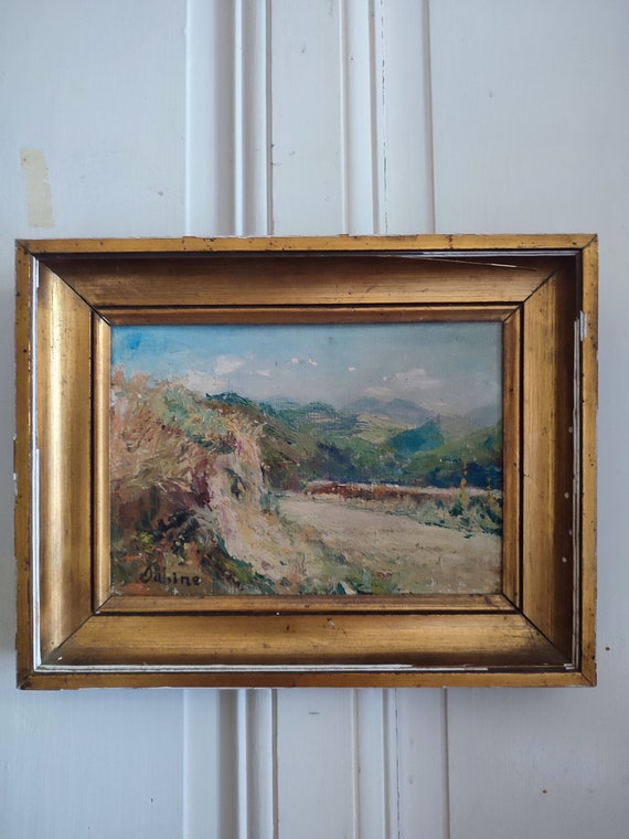 SABINE (XXth) "Mountain landscape" oil on canvas laid down on framed cardboard