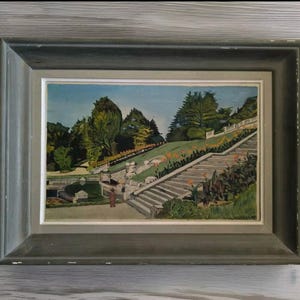 TADDEI (XXème)  "Parc Jouvet à Valence  " huile sur carton entoilé encadrée datée juillet 1959 école française
