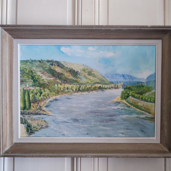Oil on canvas "River landscape" signed VALENTIN frame Montparnasse French school