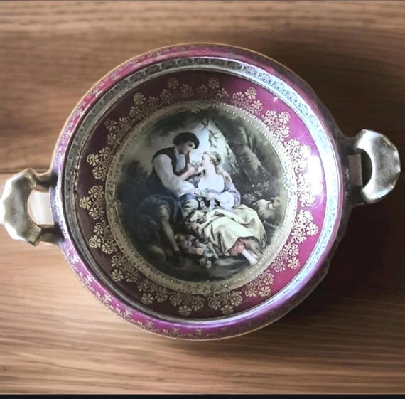 Vienna porcelain cup decorated after Boucher Royal Vienna gallant scene