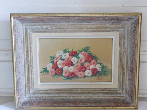 G.BETOUT (XXth) Still life bouquet of carmine" oil on panel 1950 French school n2